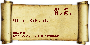 Ulmer Rikarda névjegykártya